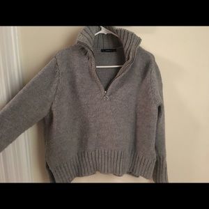 Zara Grey Knit Zip Up Sweater Cardigan Sz Small